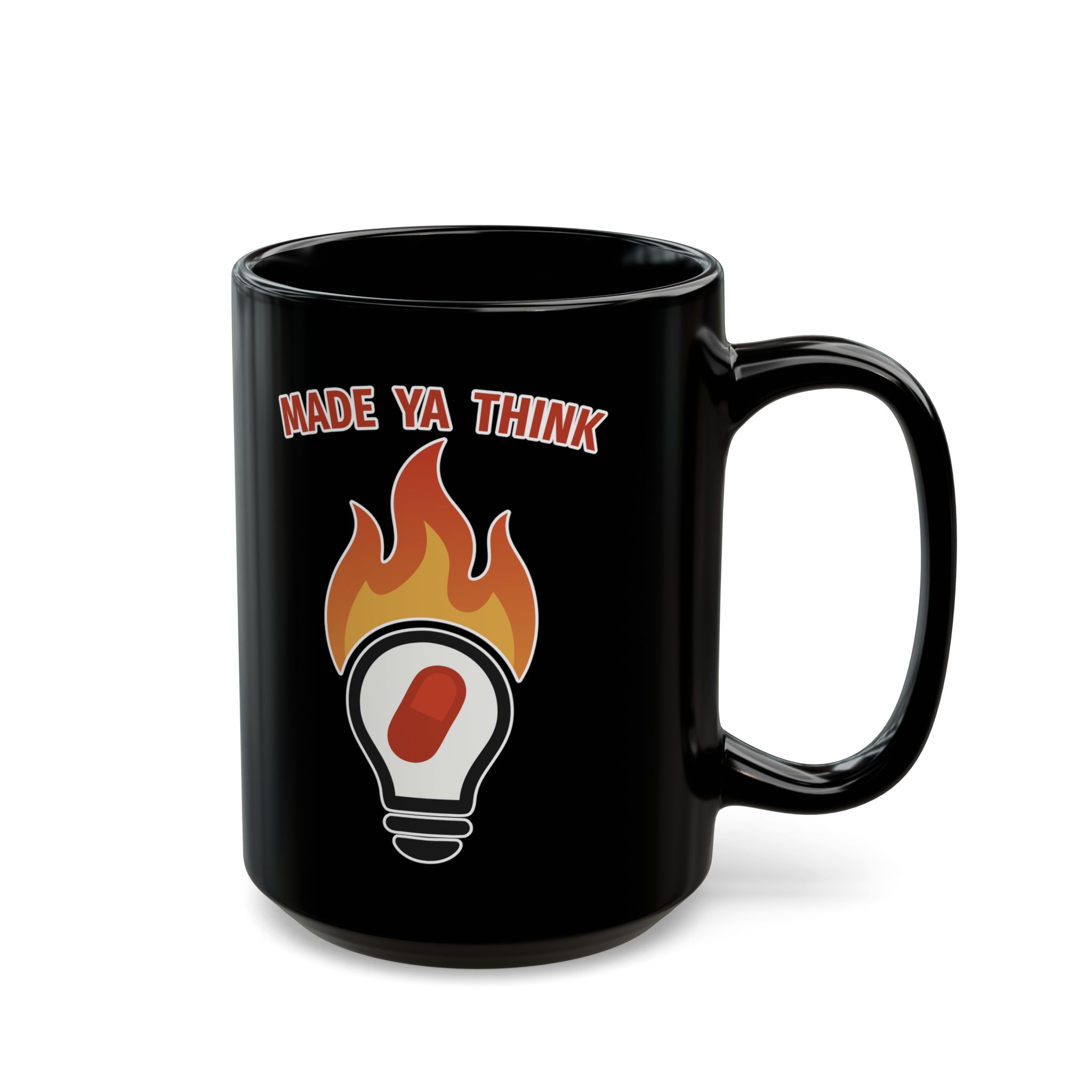 Black Mug: Made Ya Think Logo (15oz)